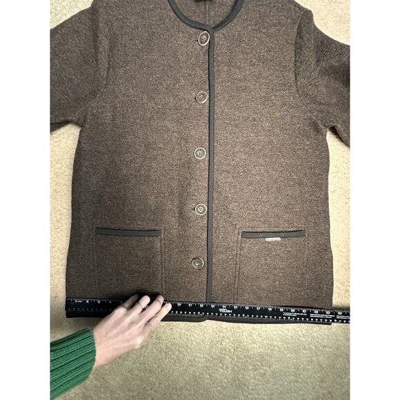 Geiger Collections Women's Vomp Button Brown 100% Boiled Wool Jacket Sz 46 EC - Picture 15 of 16